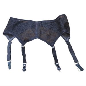 Vtg Black Floral Lace Garter Belt Small/X-Small